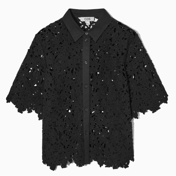 COS Tops - COS Lace Short Sleeve Boxy Button Down Top - sz 2